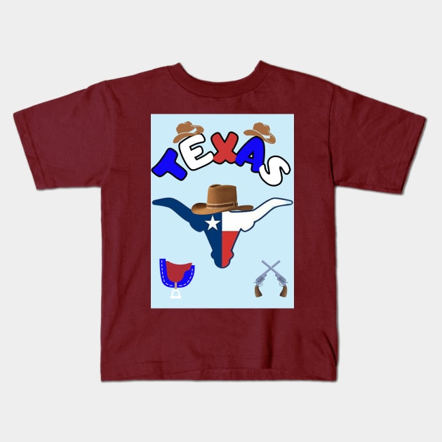 State of Texas USA Kids T-Shirt by TopSea